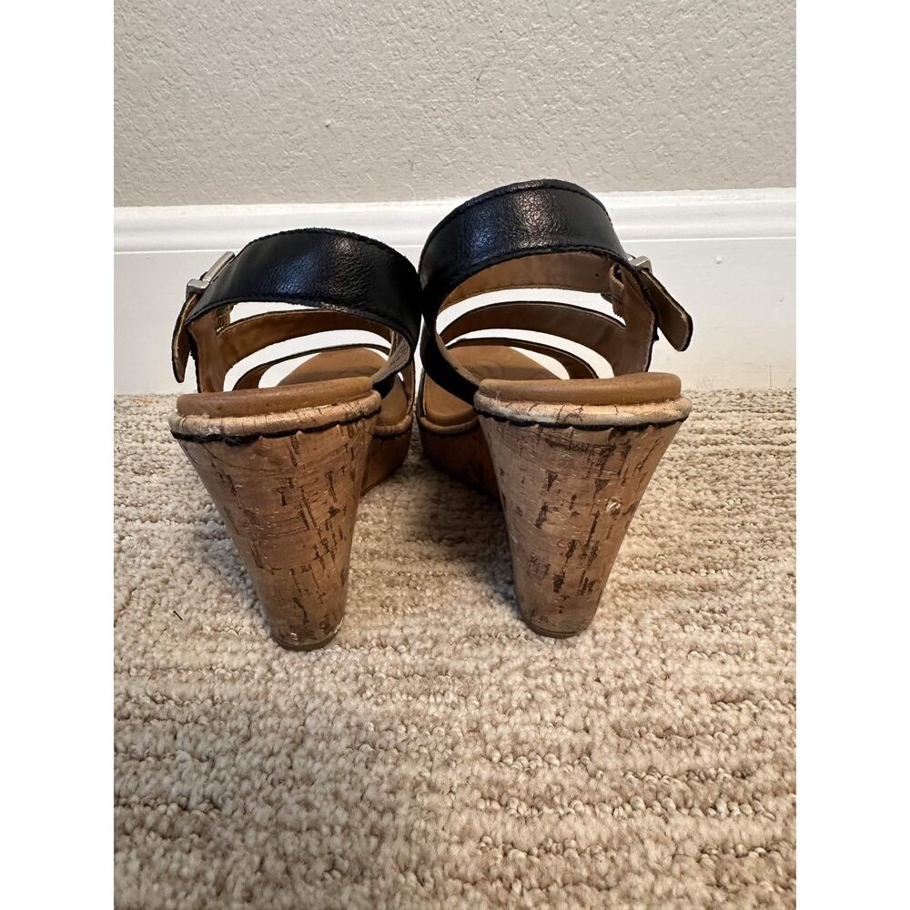 b.o.c. Born Concept Cally Black Strappy Cork Wedge Sandals Womens Size 6M - Picture 4 of 6